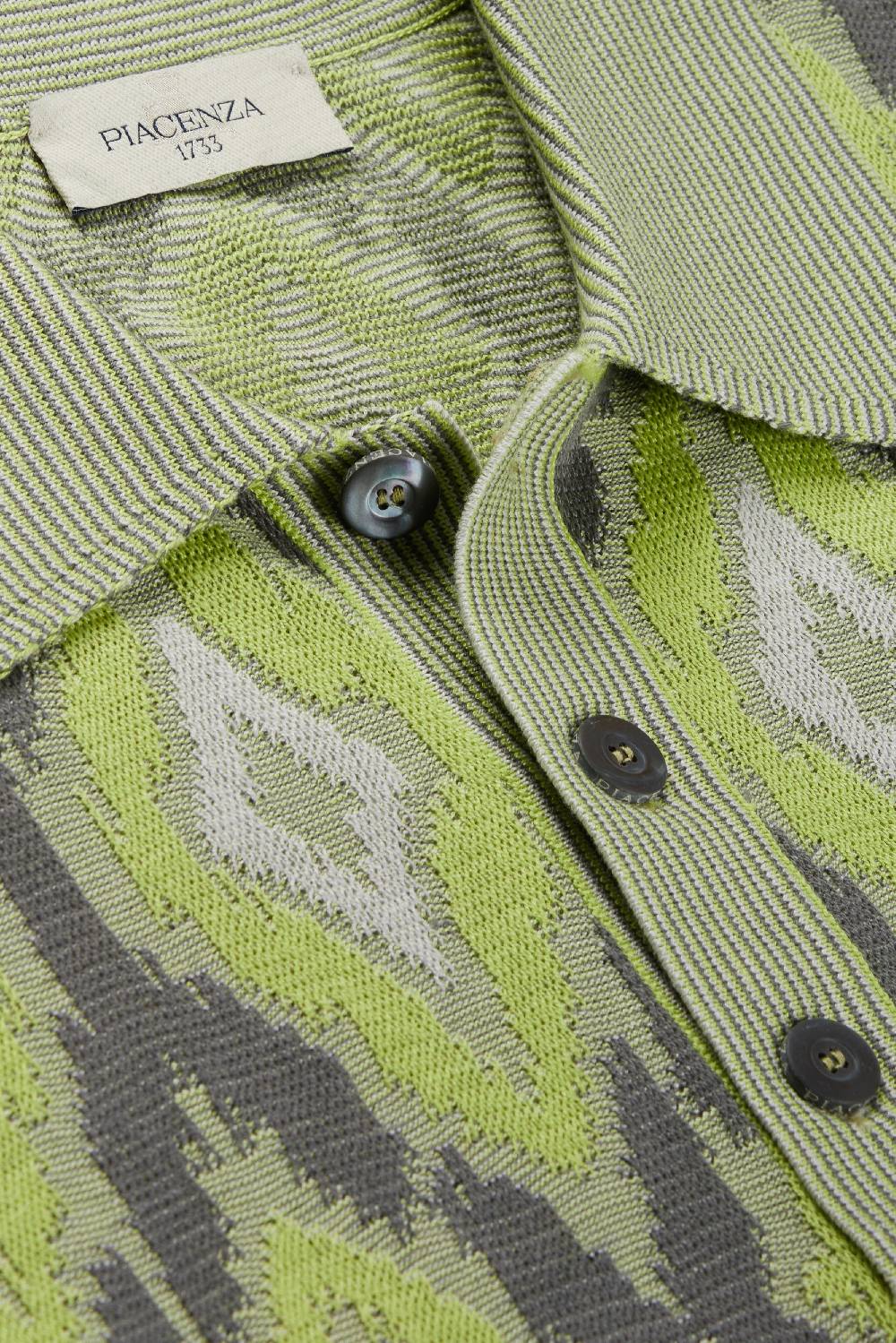 Piacenza 1733 Polo fil a fil ikat argyle jacquard verde Promozione Limitata