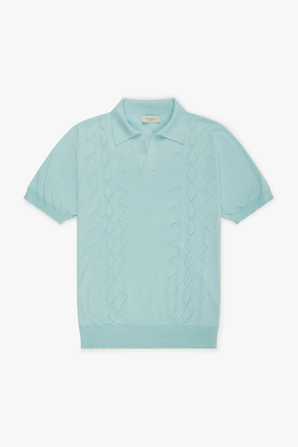 Piacenza 1733 Polo havana zig zag pointelle azzurro Fino Al -60%