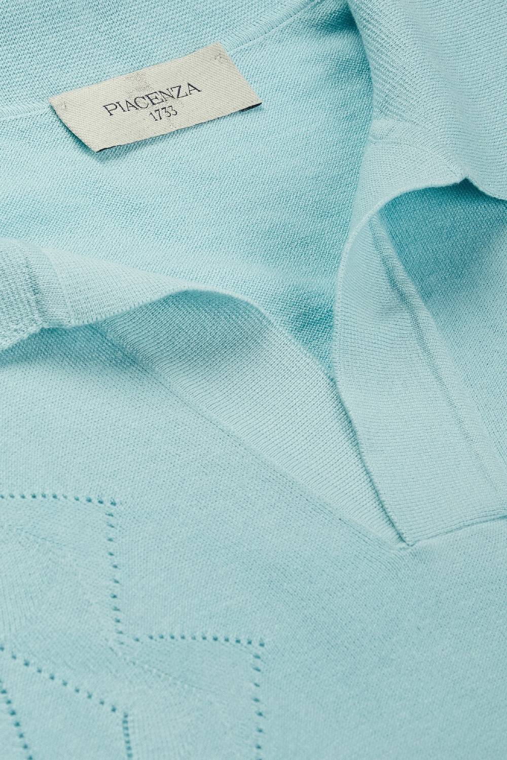 Piacenza 1733 Polo havana zig zag pointelle azzurro Fino Al -60%