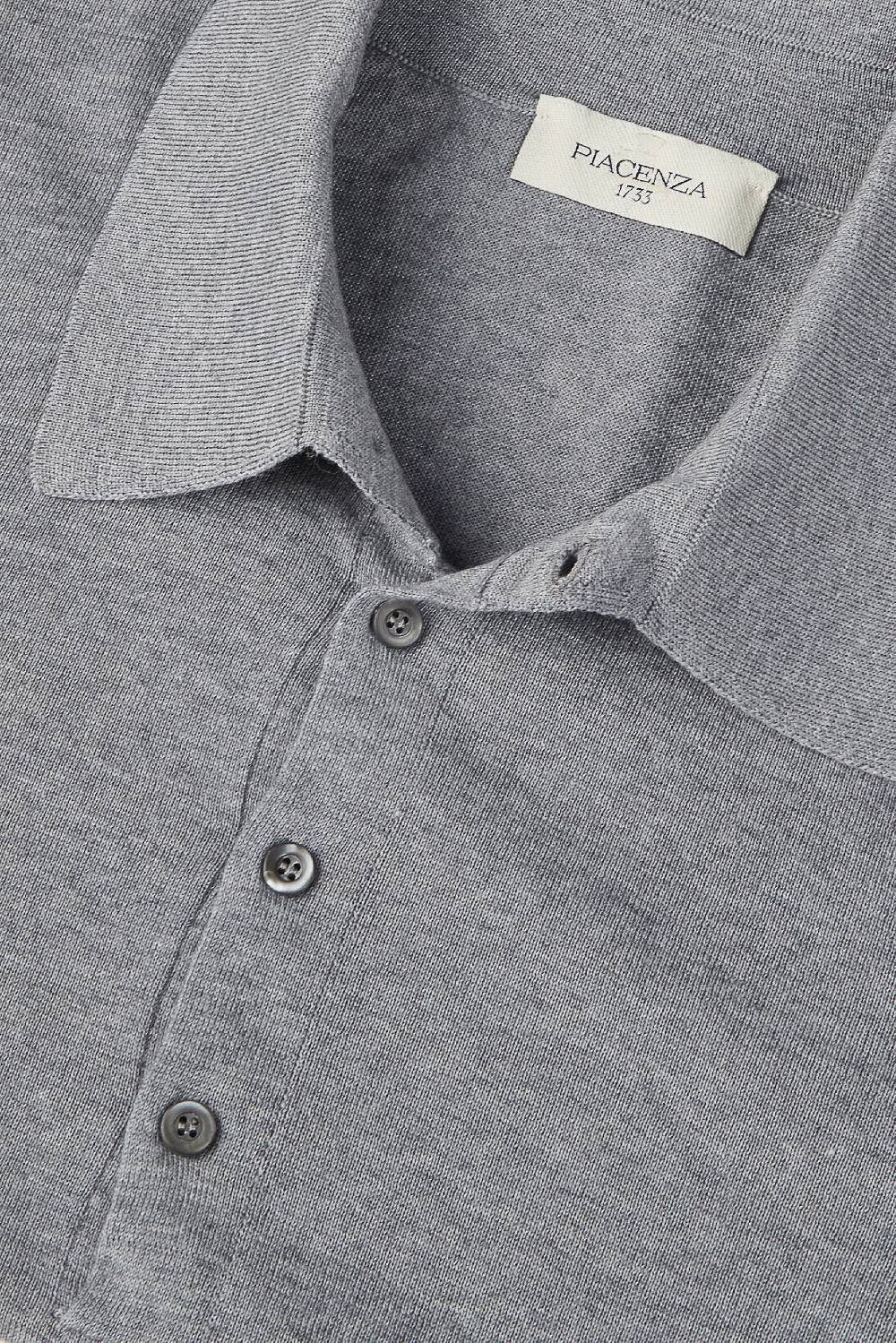 Piacenza 1733 Polo lana merino super fine grigio chiaro In Linea