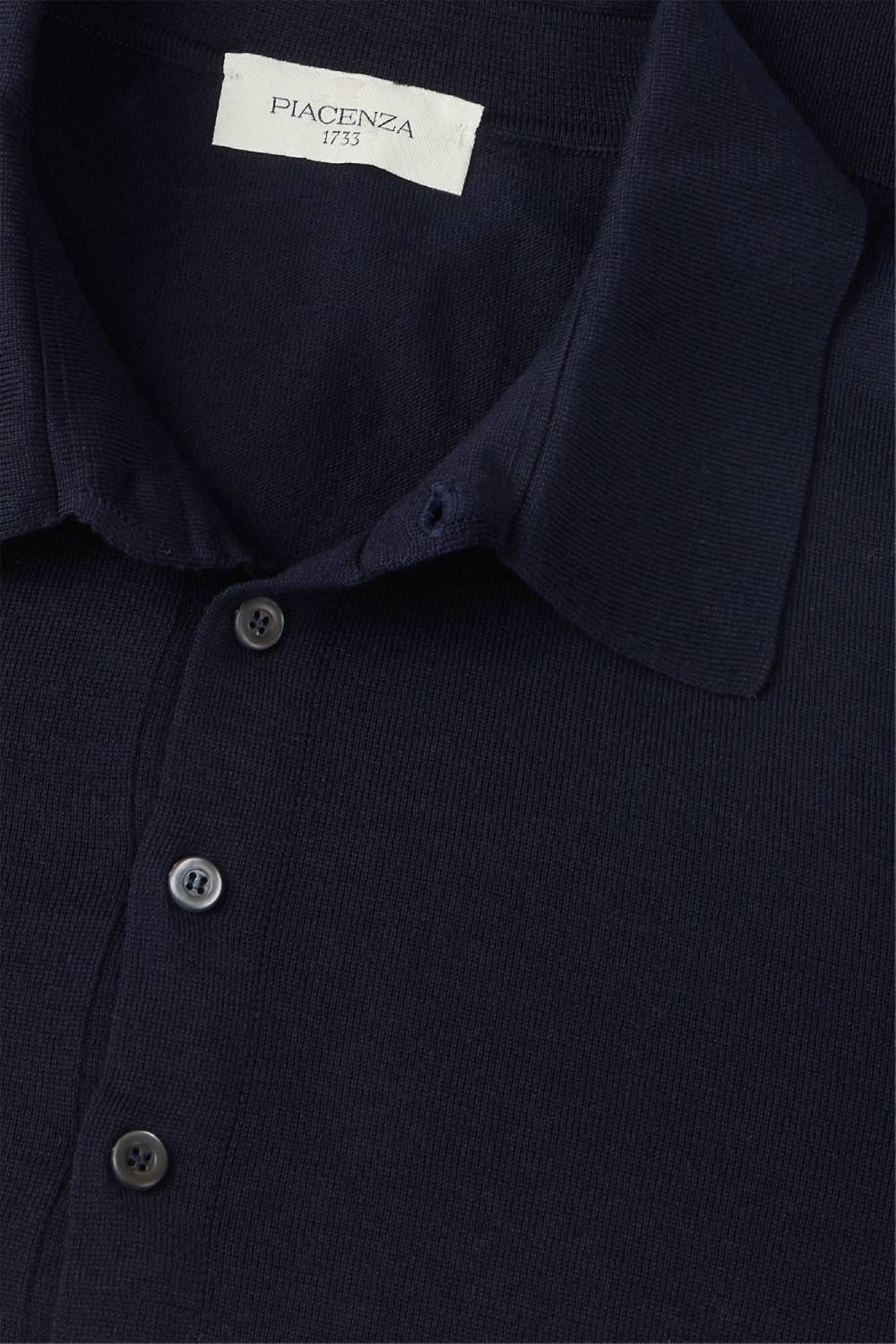 Piacenza 1733 Polo lana merino super fine blu Smaltimento dello stoccaggio