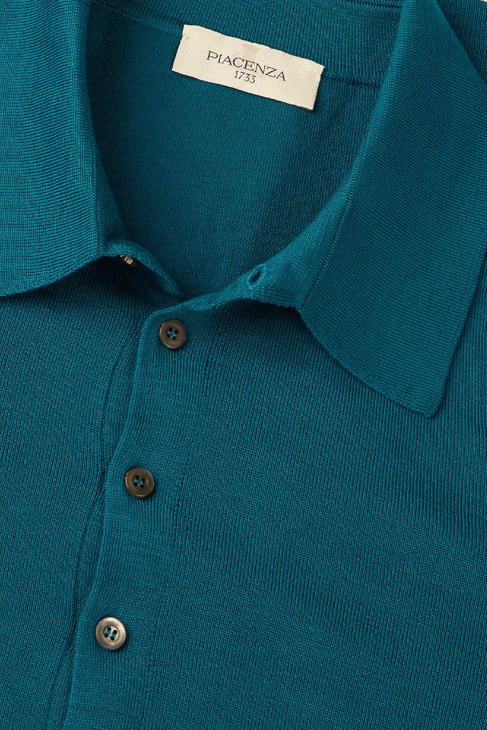 Piacenza 1733 Polo lana merino super fine petrolio Vendita