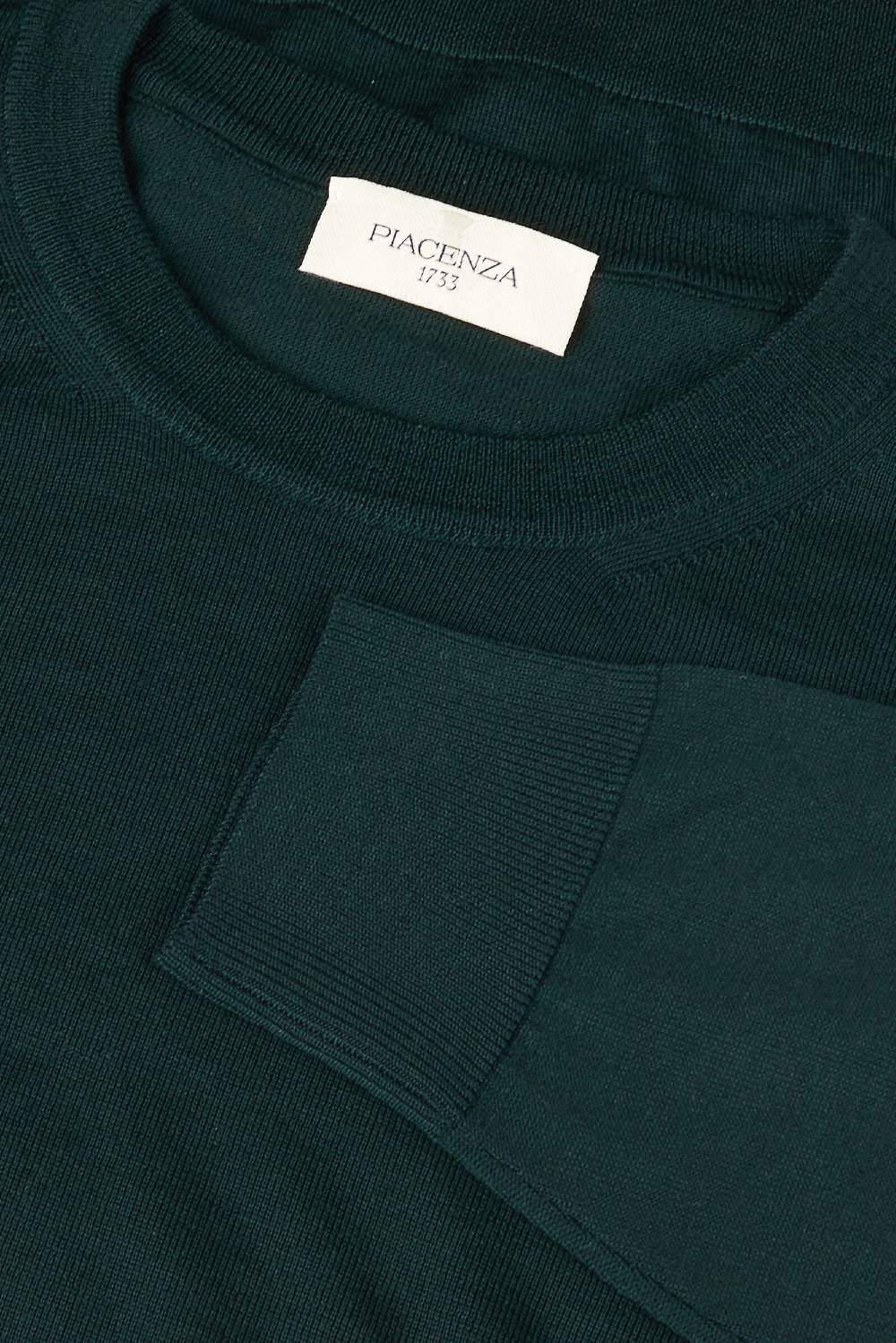 Piacenza 1733 Girocollo lana merino super fine verde scuro Soddisfazione Garantita