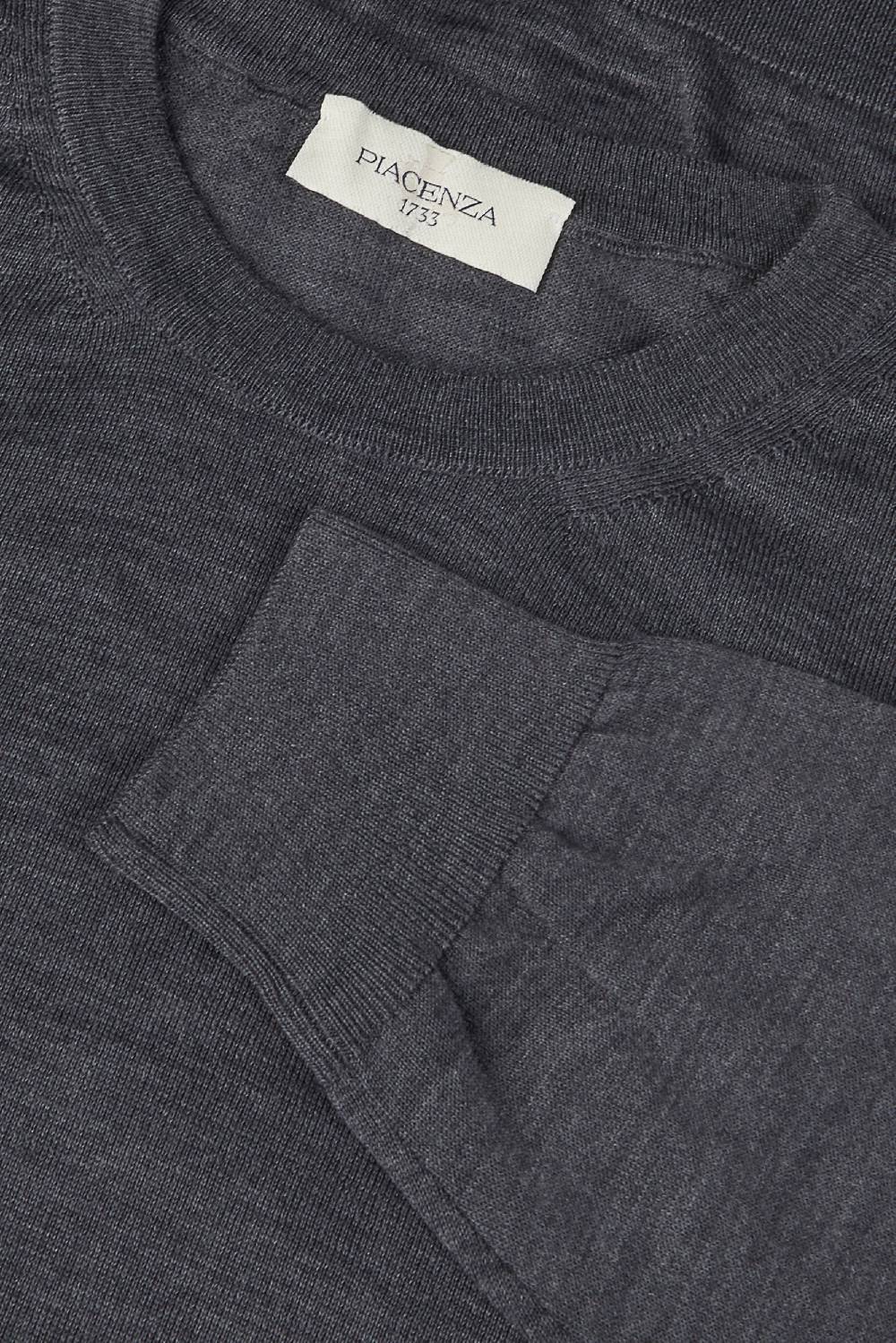 Piacenza 1733 Girocollo lana merino super fine antracite Qualità Garantita