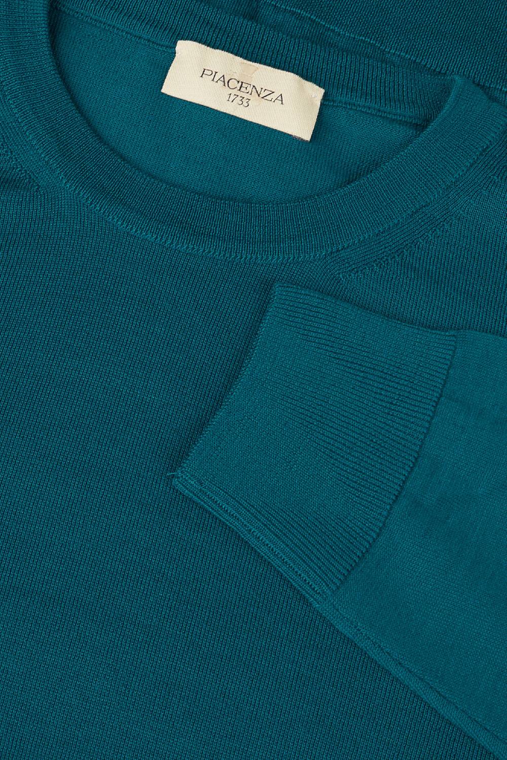 Piacenza 1733 Girocollo lana merino super fine petrolio Negozi Online