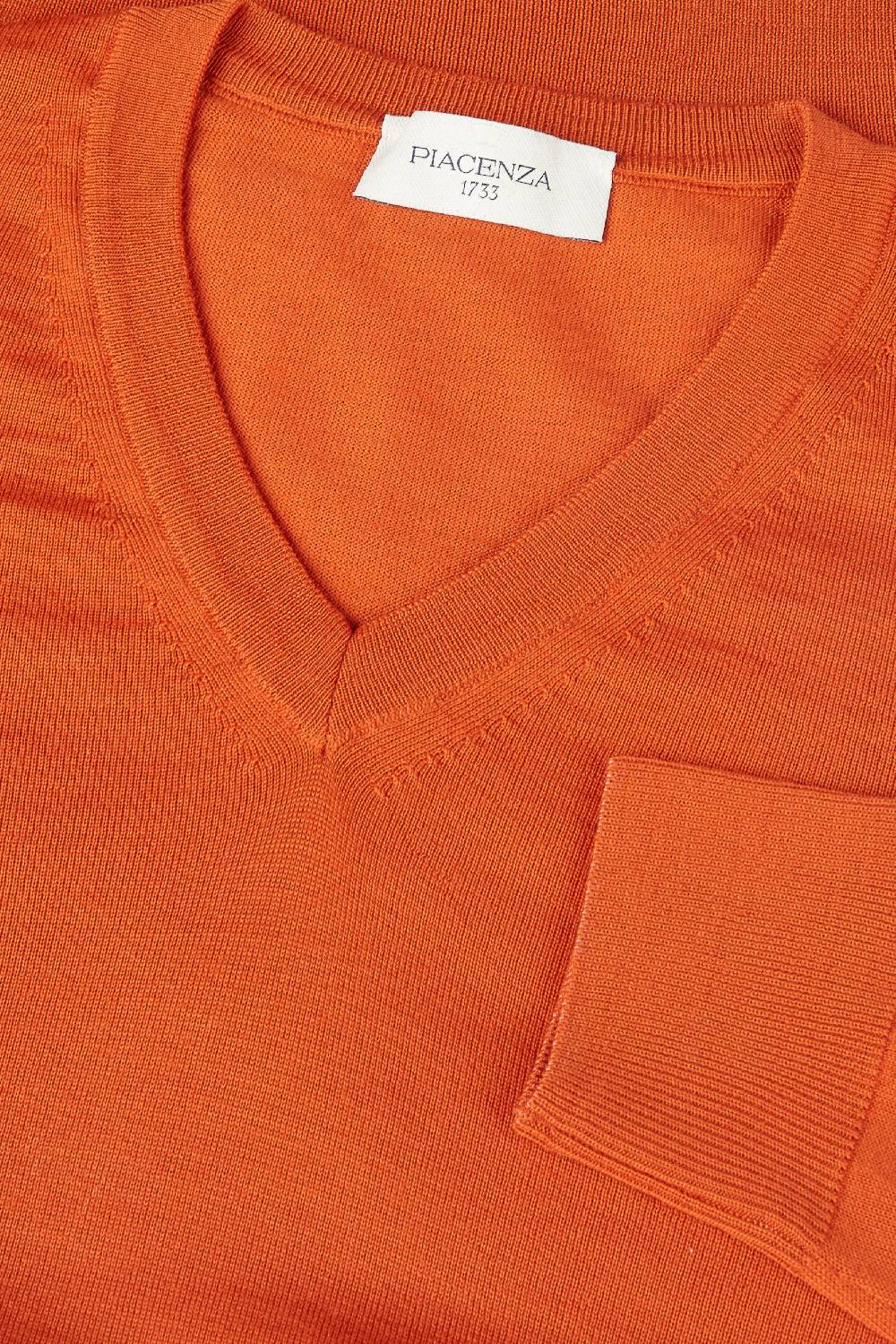 Piacenza 1733 Scollo V lana merino super fine arancio Promozione Limitata