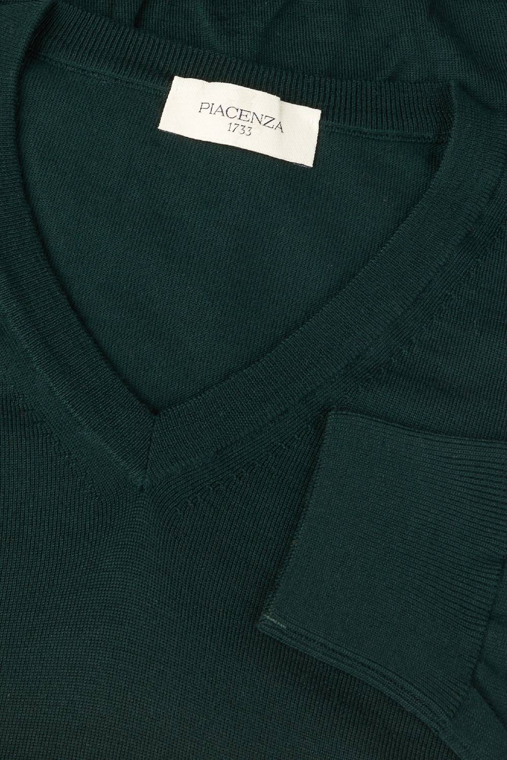 Piacenza 1733 Scollo V lana merino super fine verde scuro Fino Al -60%
