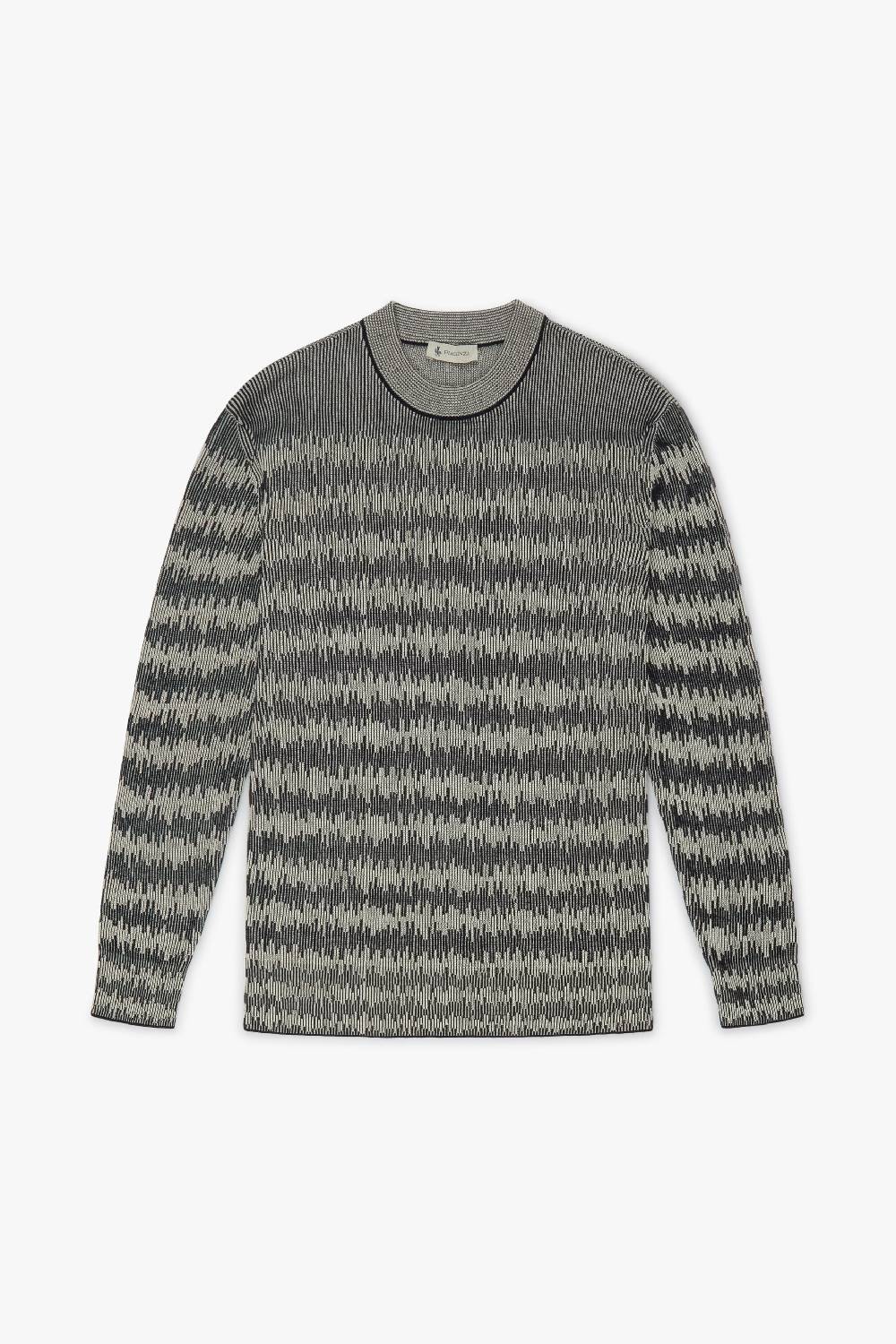 Piacenza 1733 Maglia maniche lunghe ikat striped rib blu e bianco Novità