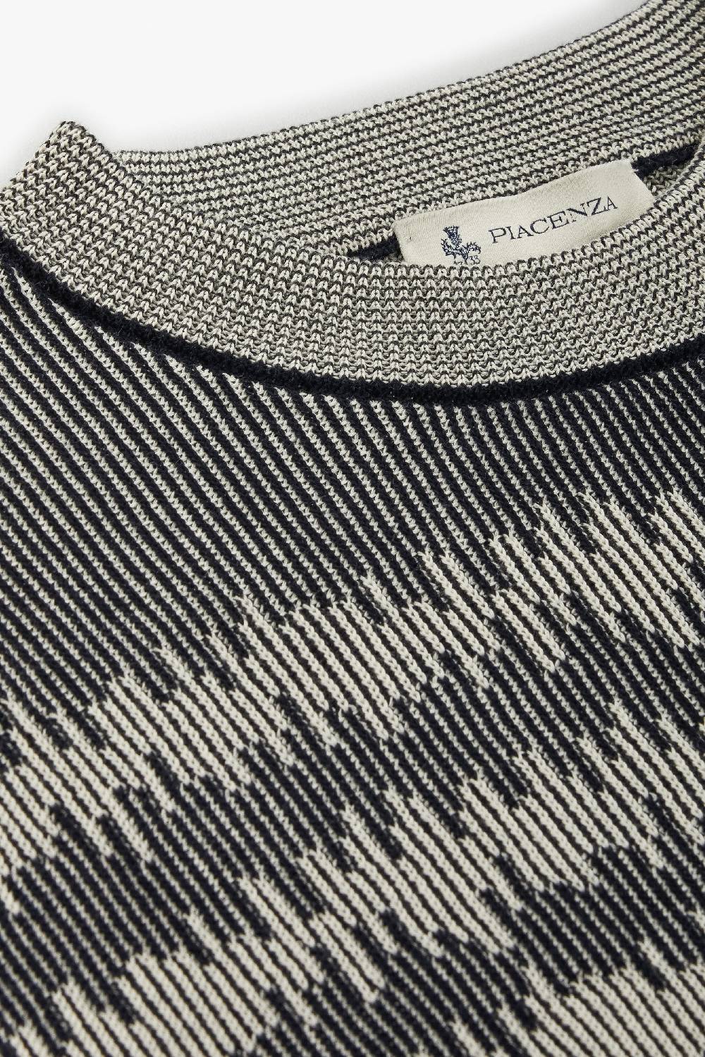 Piacenza 1733 Maglia maniche lunghe ikat striped rib blu e bianco Novità