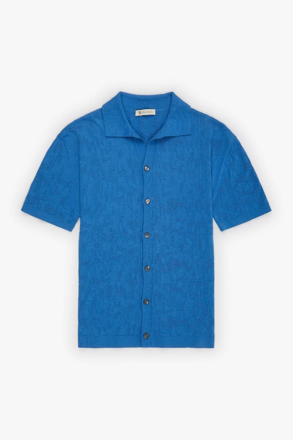 Piacenza 1733 Camicia maniche corte jacquard mesh camo azzurro Sconto