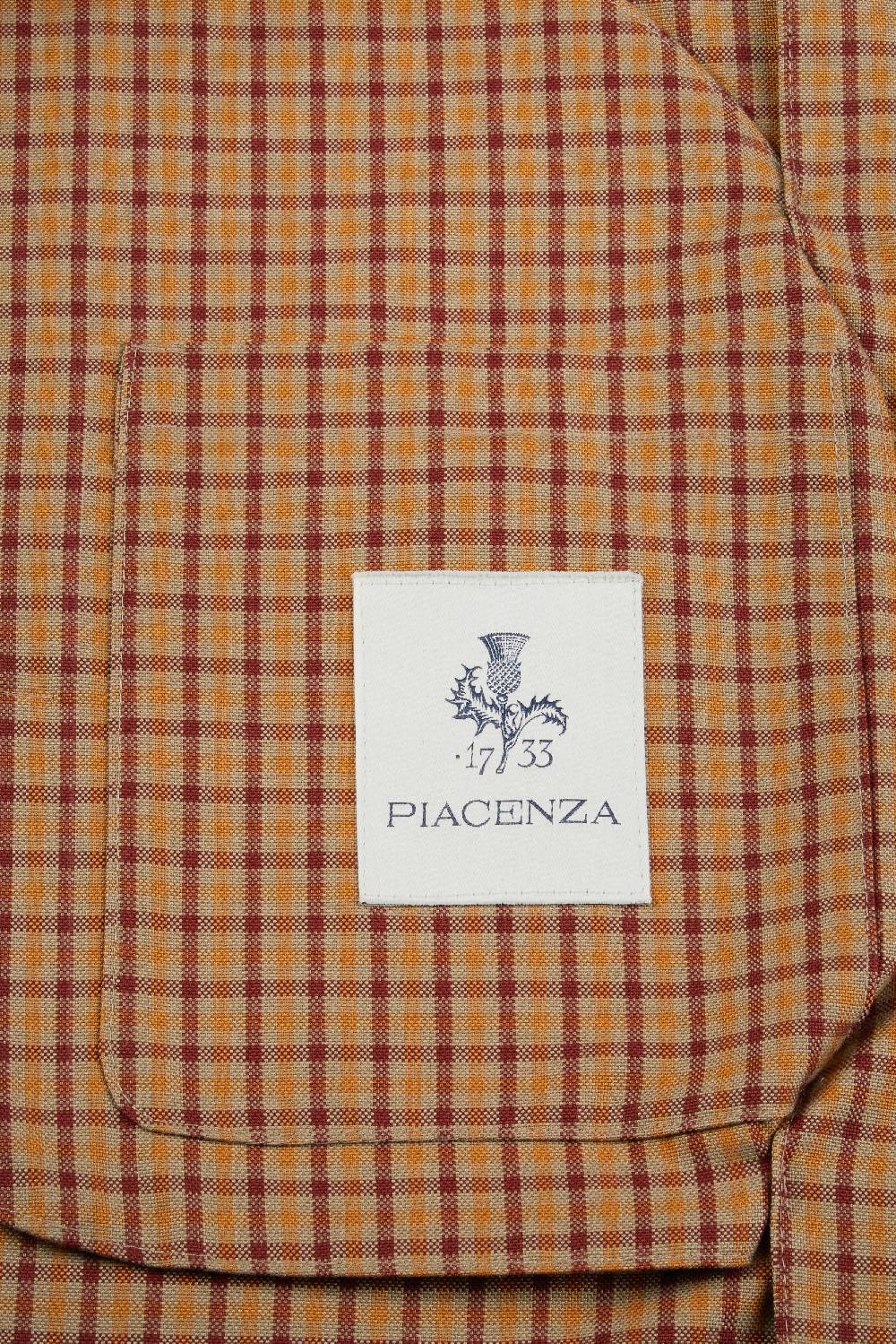 Piacenza 1733 Giacca camicia micro check cammello e bordeaux In Vendita