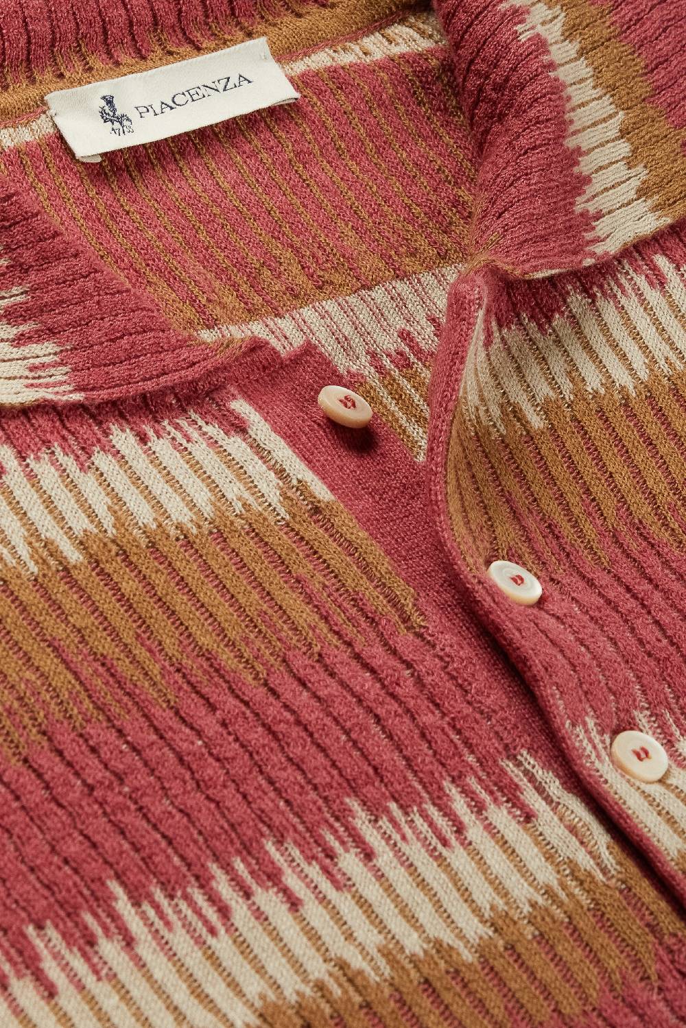 Piacenza 1733 Polo ikat striped flat rib bruciato, neutro e rosa Vendita Calda