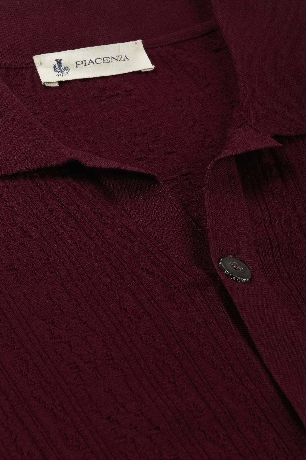 Piacenza 1733 Camicia maniche corte broken flat rib vinaccia Saldi Di Fabbrica