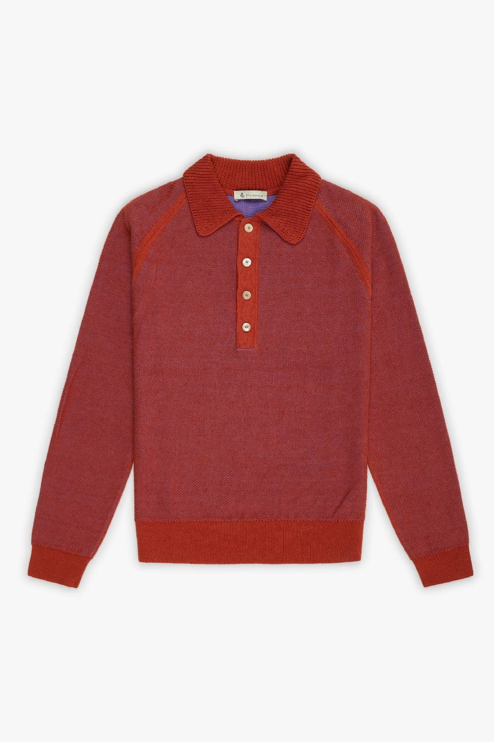 Piacenza 1733 Polo maniche lunghe two tone honey comb viola Vendite Flash