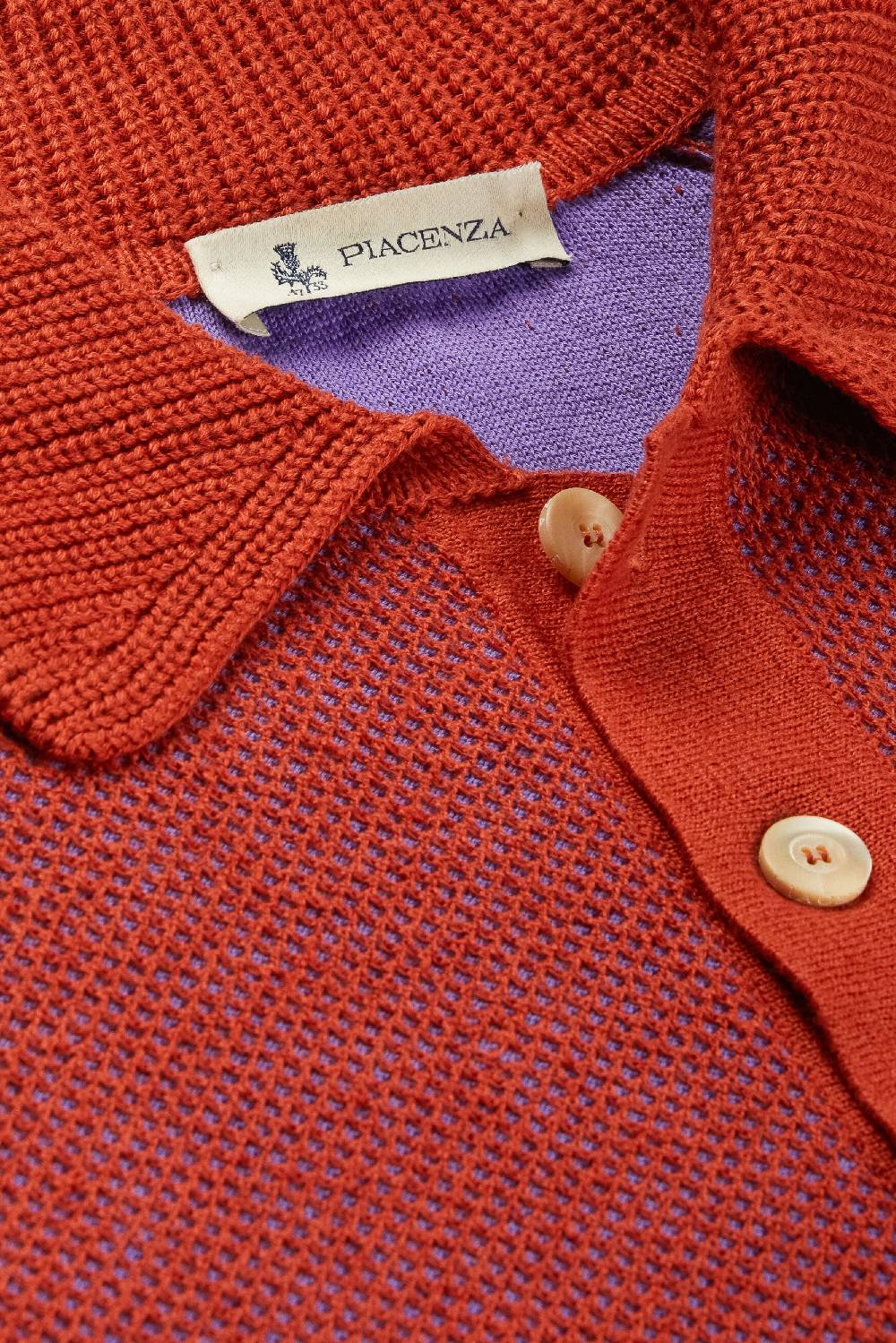 Piacenza 1733 Polo maniche lunghe two tone honey comb viola Vendite Flash
