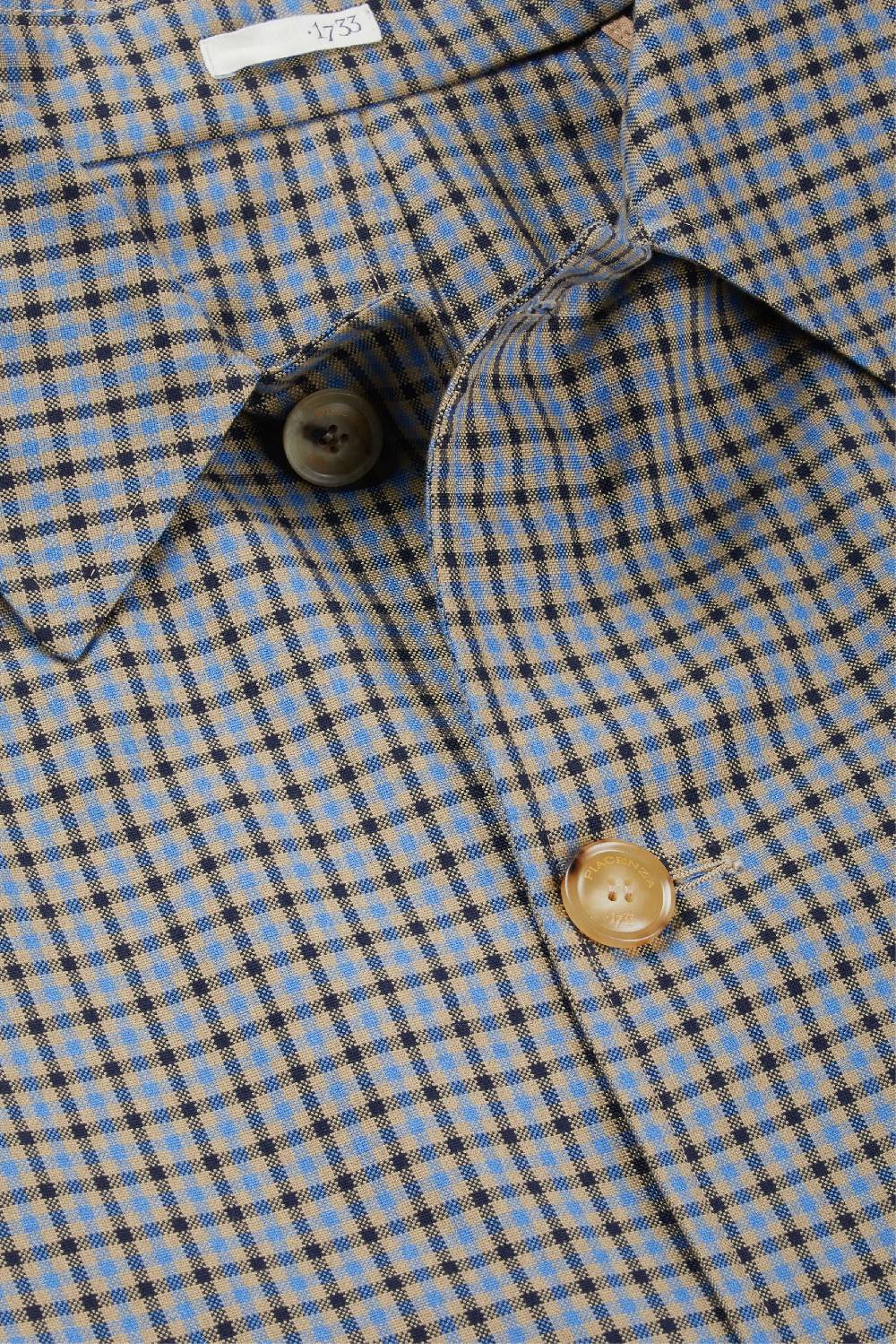 Piacenza 1733 Trench micro check azzurro e marrone In Saldo