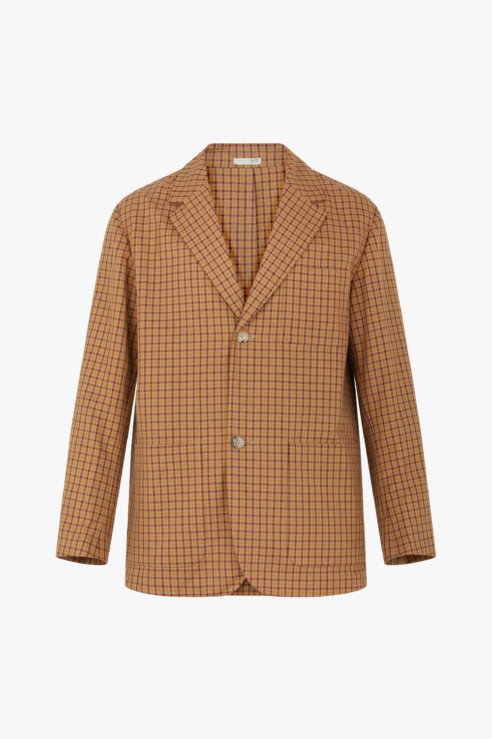 Piacenza 1733 Giacca micro check cammello e bordeaux 2025