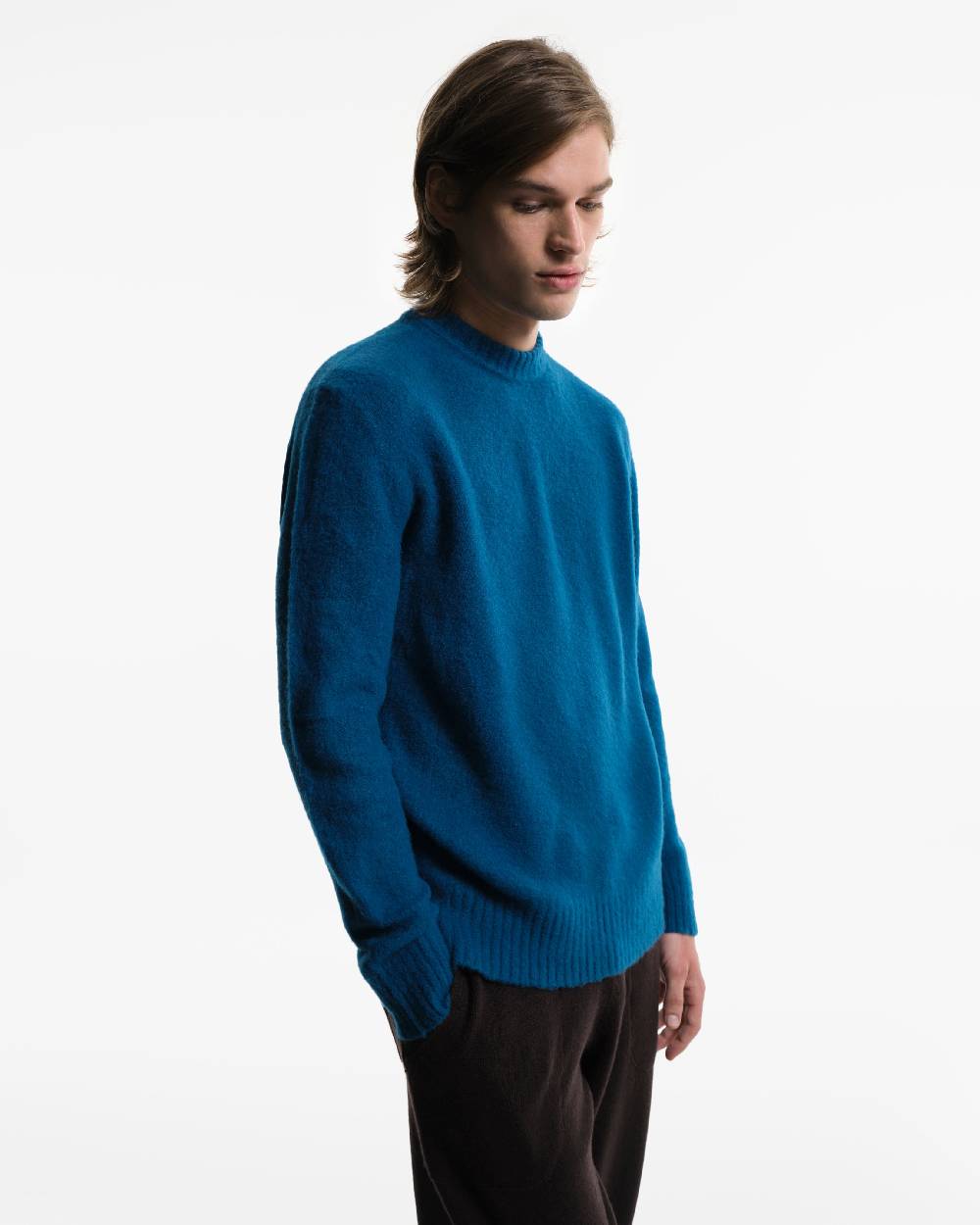Piacenza 1733 Girocollo in Lana blu jeans Prezzo Ridotto