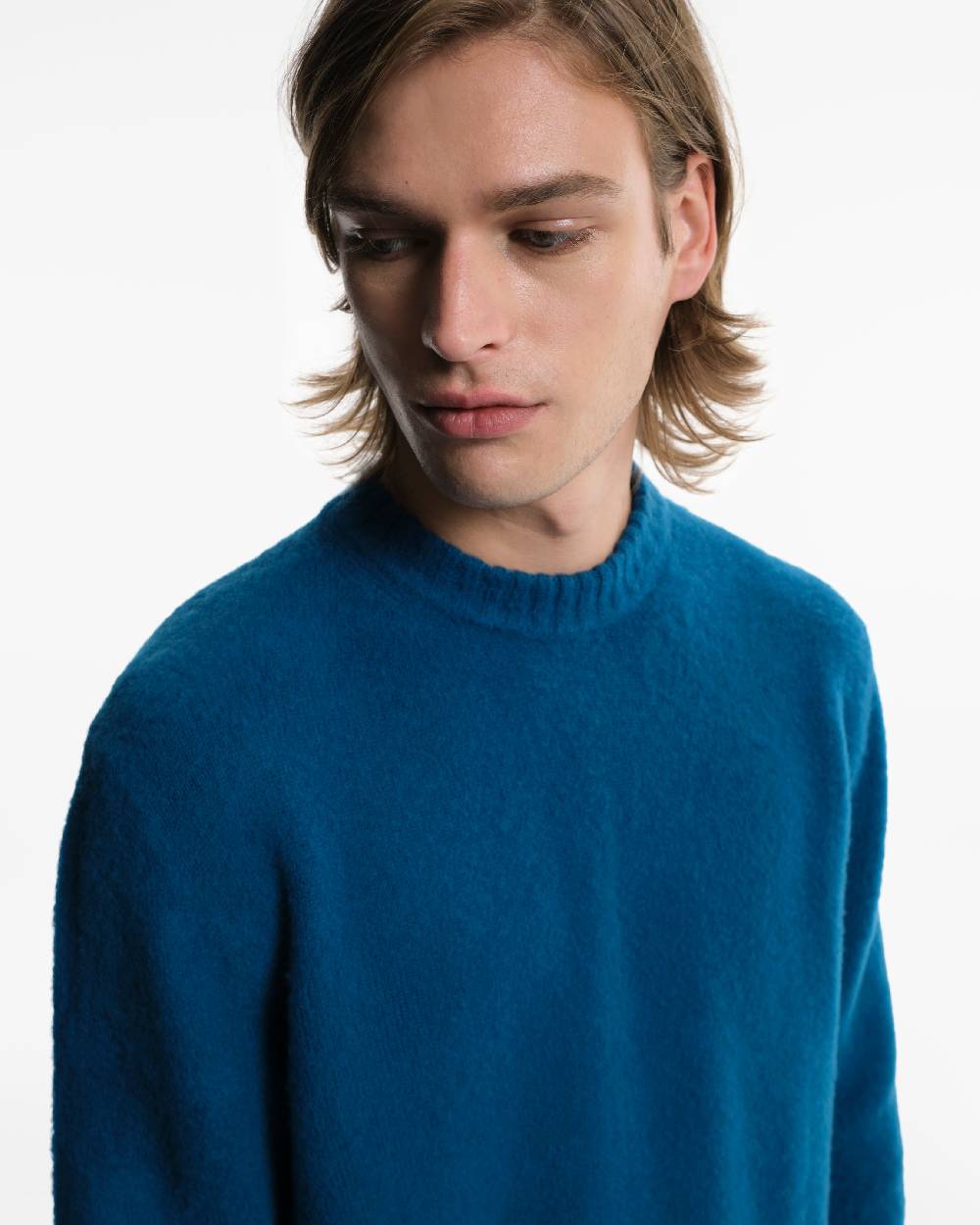 Piacenza 1733 Girocollo in Lana blu jeans Prezzo Ridotto