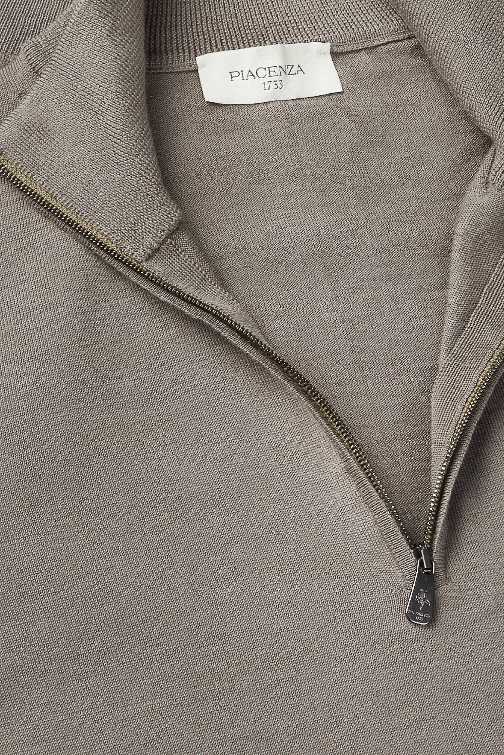 Piacenza 1733 Lupetto Zip lana merino super fine nocciola Vendite Flash