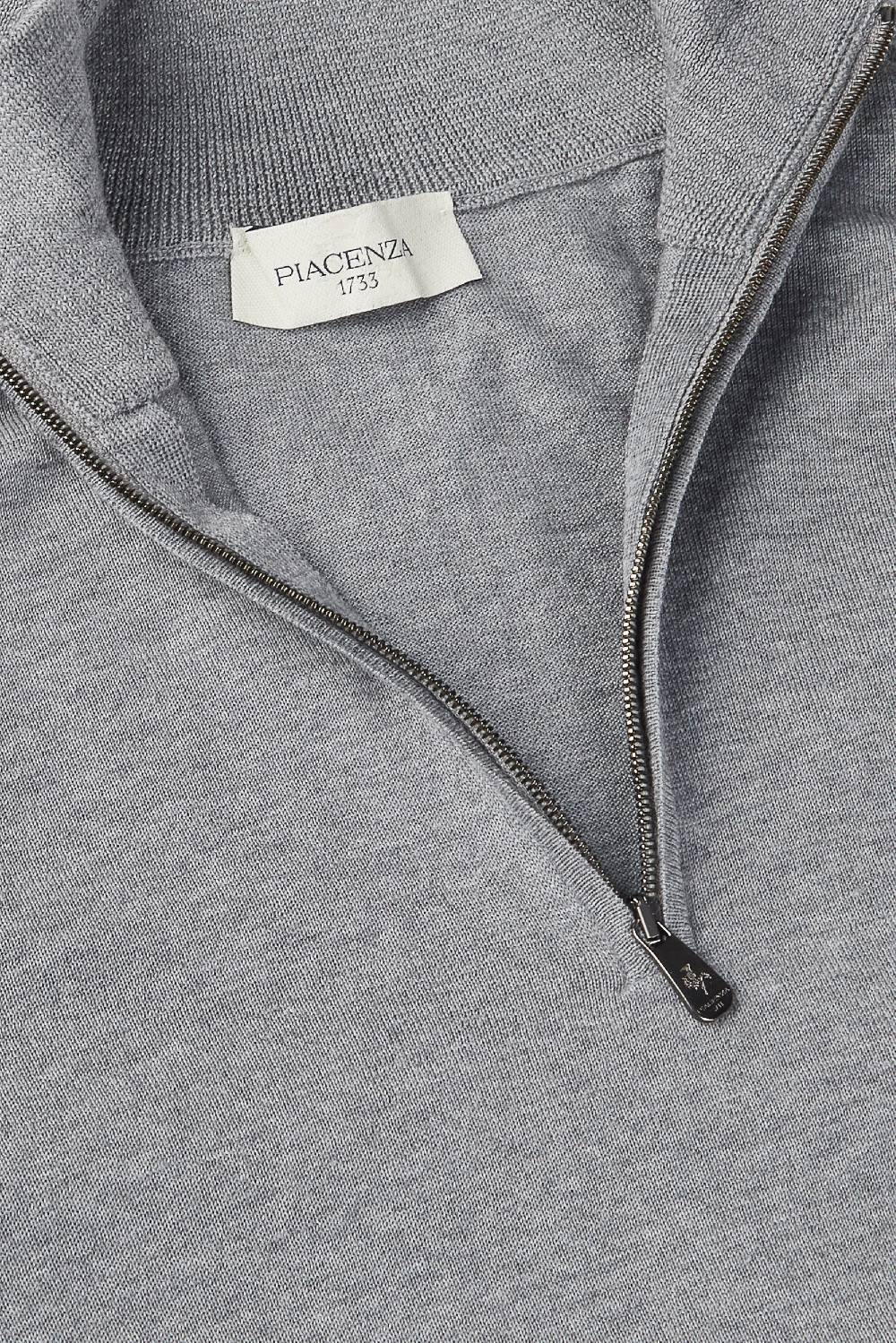 Piacenza 1733 Lupetto Zip lana merino super fine grigio chiaro Nuova