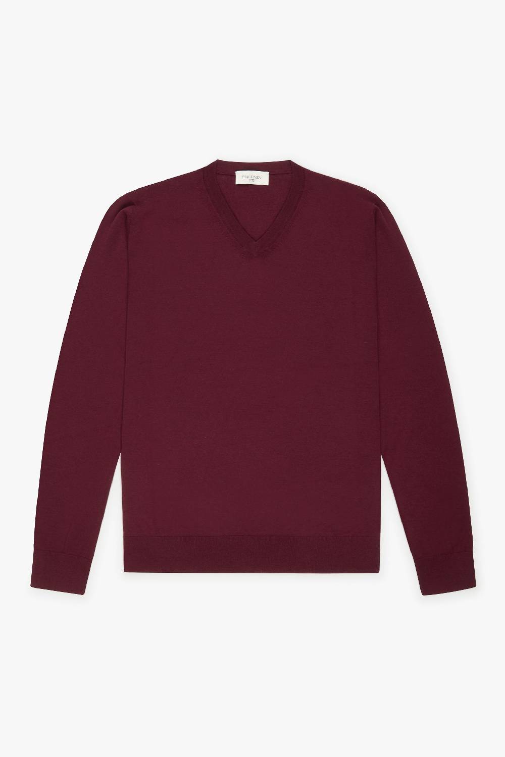 Piacenza 1733 Scollo V lana merino super fine bordeaux Italy