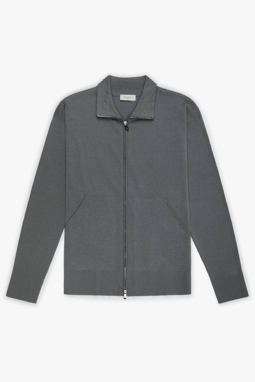 Piacenza 1733 Cardigan full zip grigio scuro In Linea