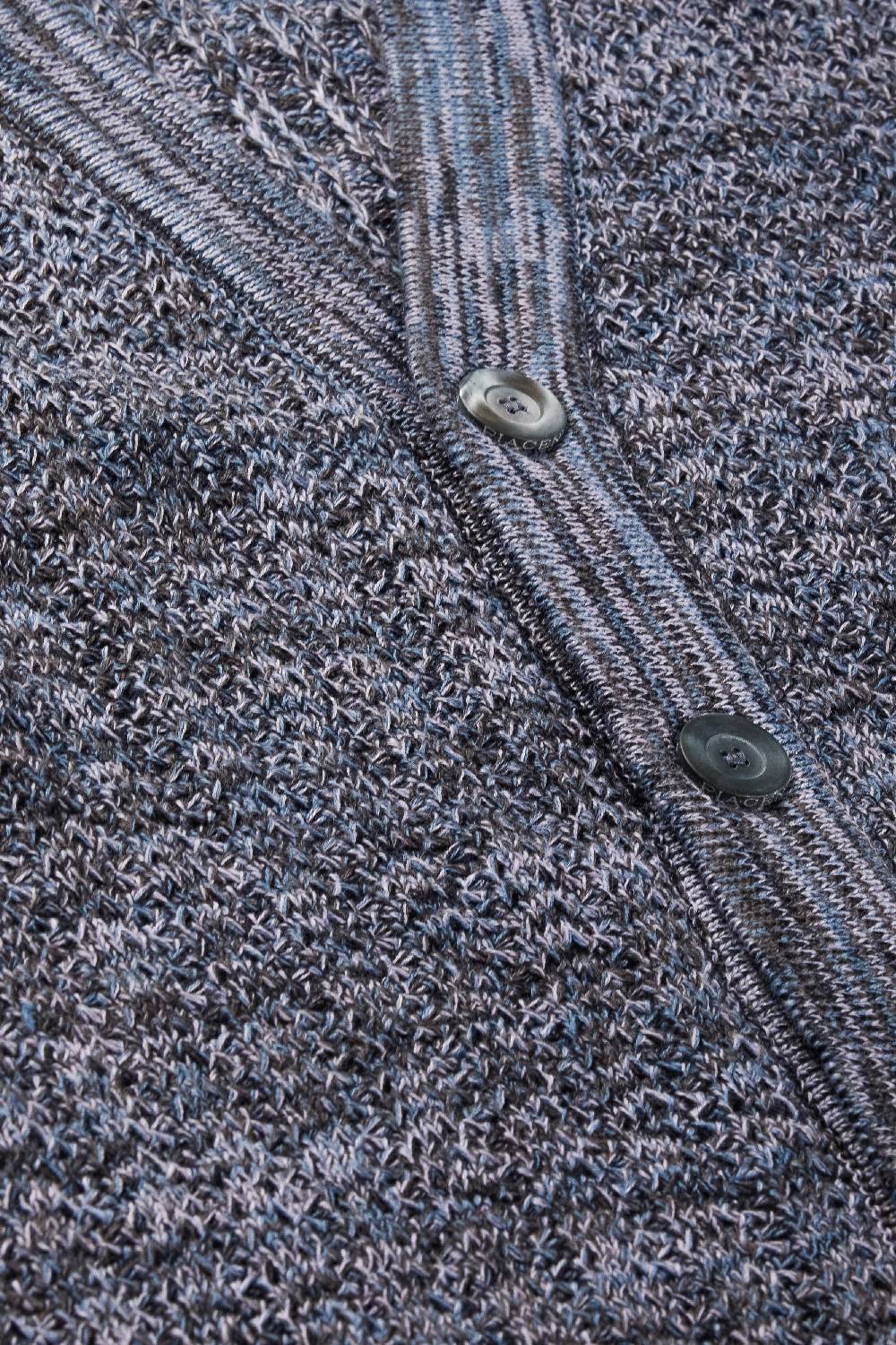 Piacenza 1733 Cardigan con bottoni moulinè lilla e blu Spedizione Gratuita