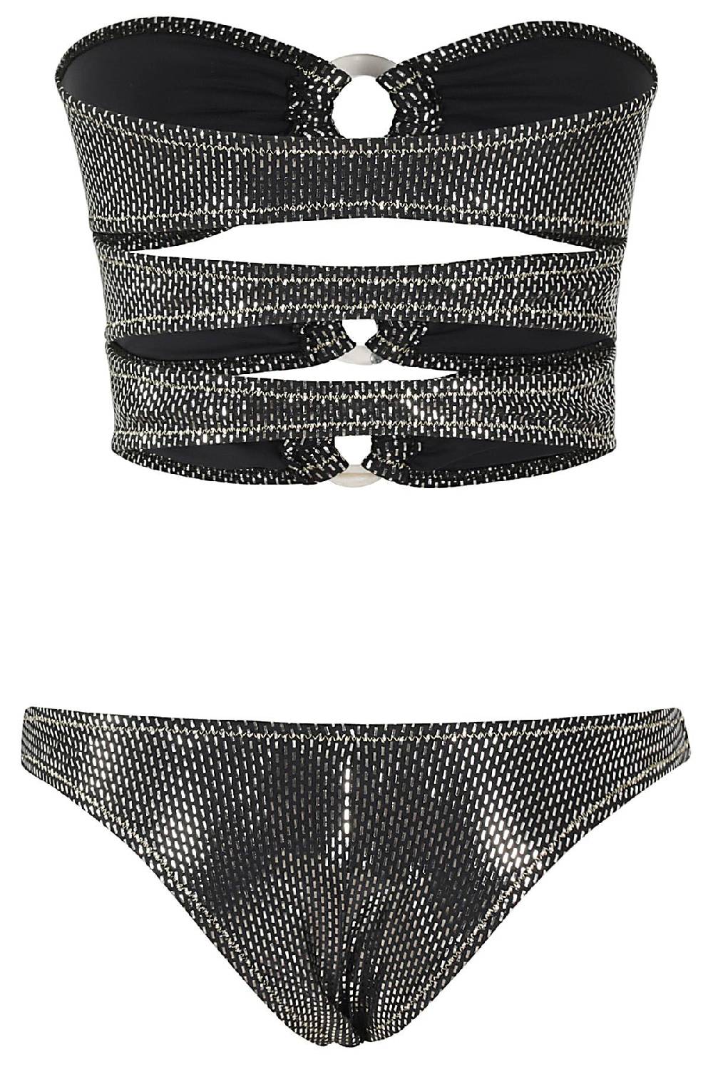 REINA OLGA Costume Bikini Bandeau Black Lame Spedizione Gratuita
