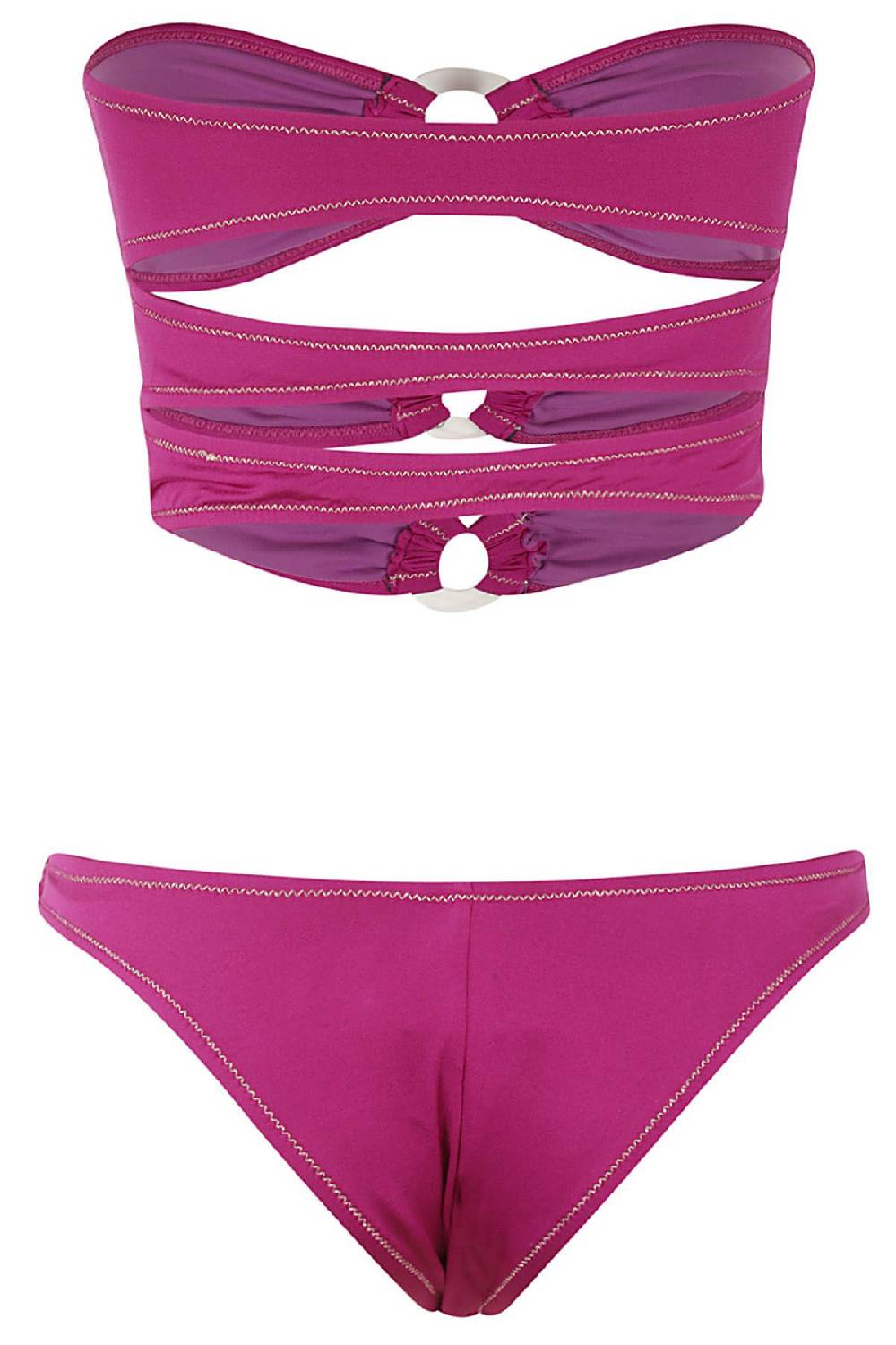 REINA OLGA Costume Bikini Bandeau Shiny Purple Pezzi Unici