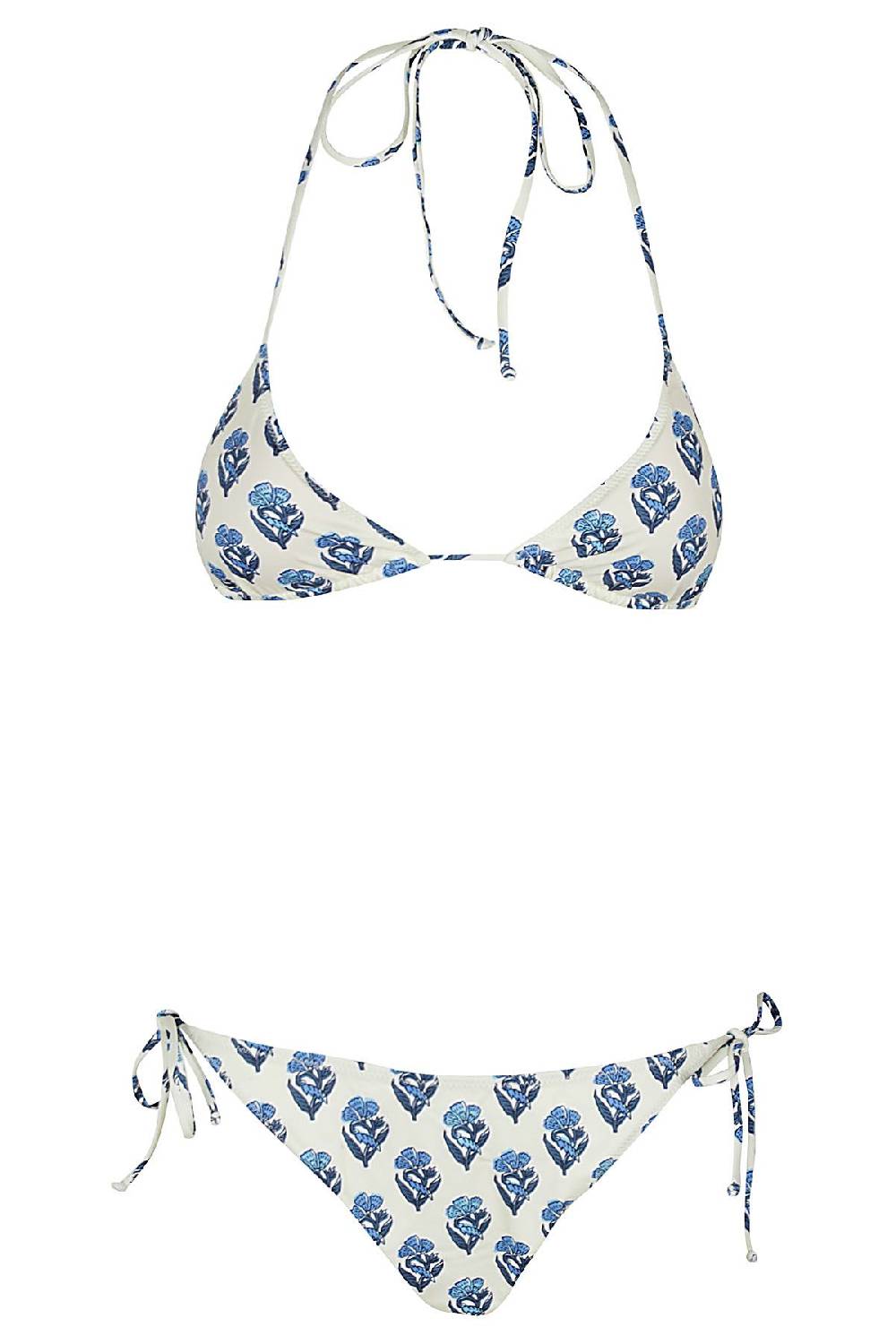 MC2 SAINT BARTH Bikini Slip Flower Bianco e blu Economico