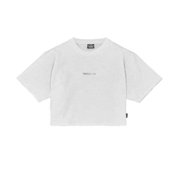 Propaganda Silver Leaf Ribs Croptop Tee – White Novità