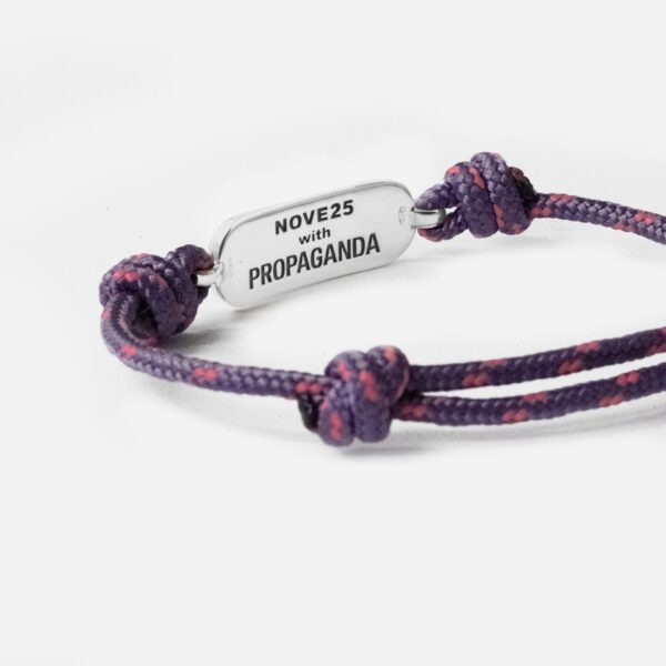 Propaganda Bracciale in Corda Viola con Targa Propaganda W/ Nove25 In Argento Vendite Flash