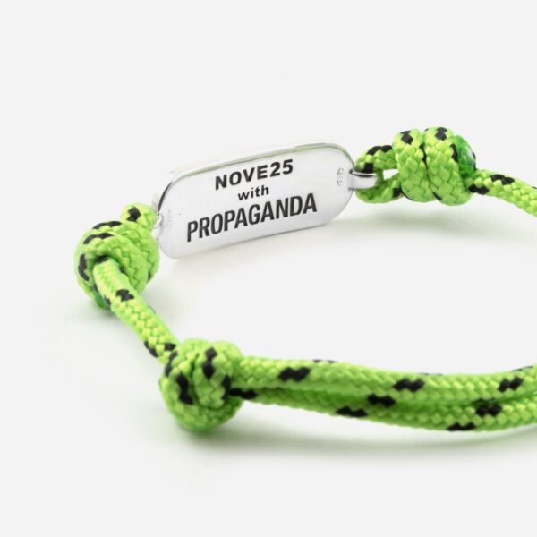 Propaganda Bracciale in Corda Verde con Targa Propaganda W/ Nove25 In Argento Negozio