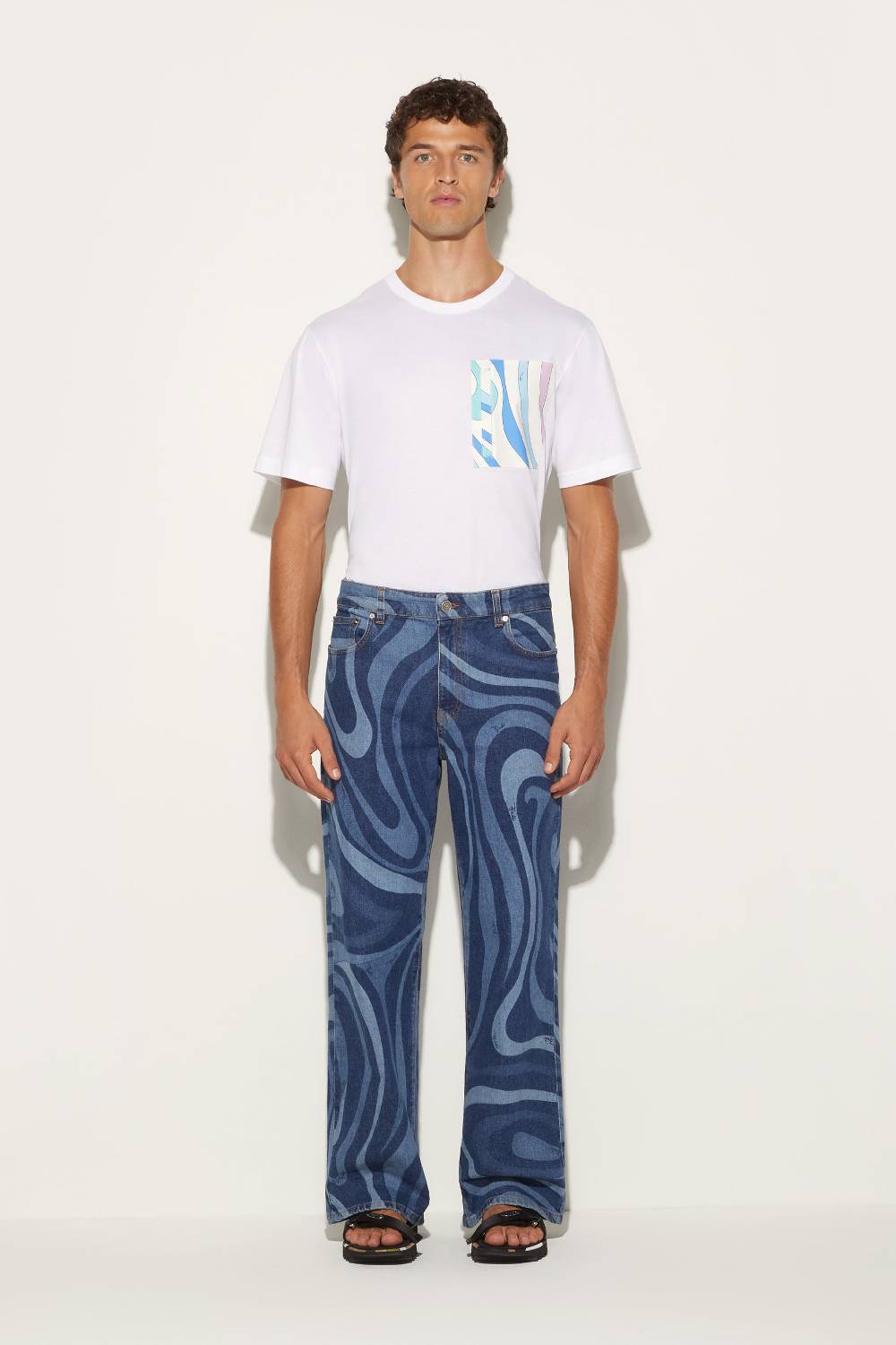 Pucci Jeans a gamba dritta con stampa Marmo Vendite Flash