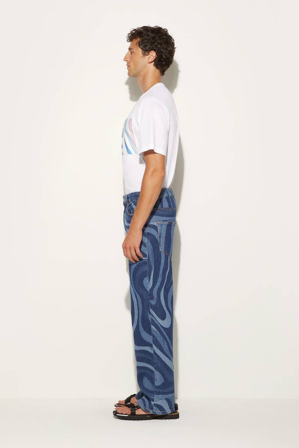 Pucci Jeans a gamba dritta con stampa Marmo Vendite Flash