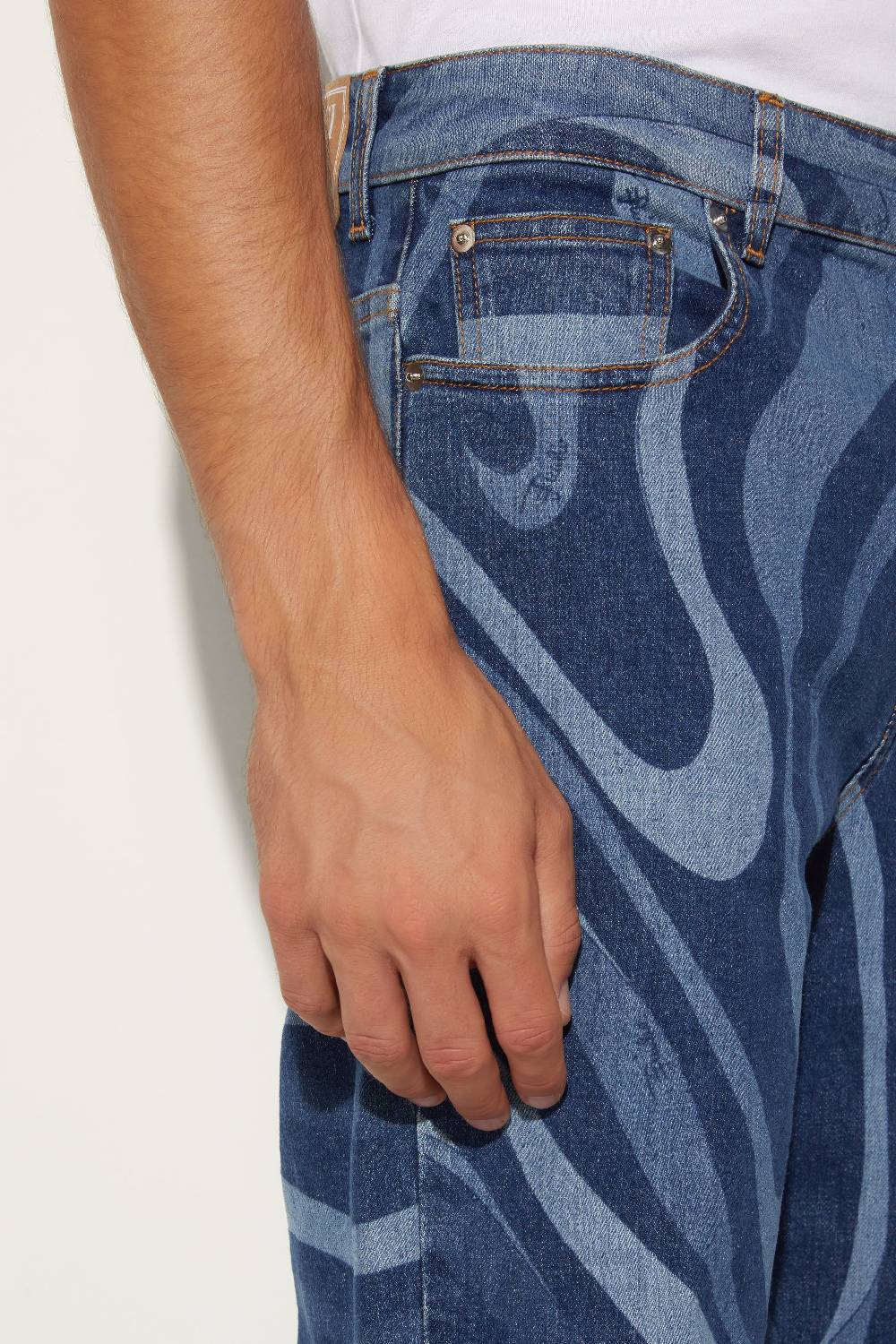 Pucci Jeans a gamba dritta con stampa Marmo Vendite Flash