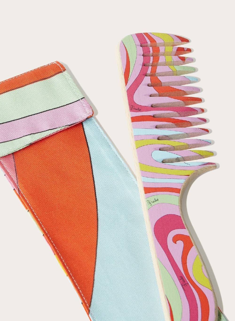 Pucci Set custodia e pettine in legno con stampa Marmo Negozi Online