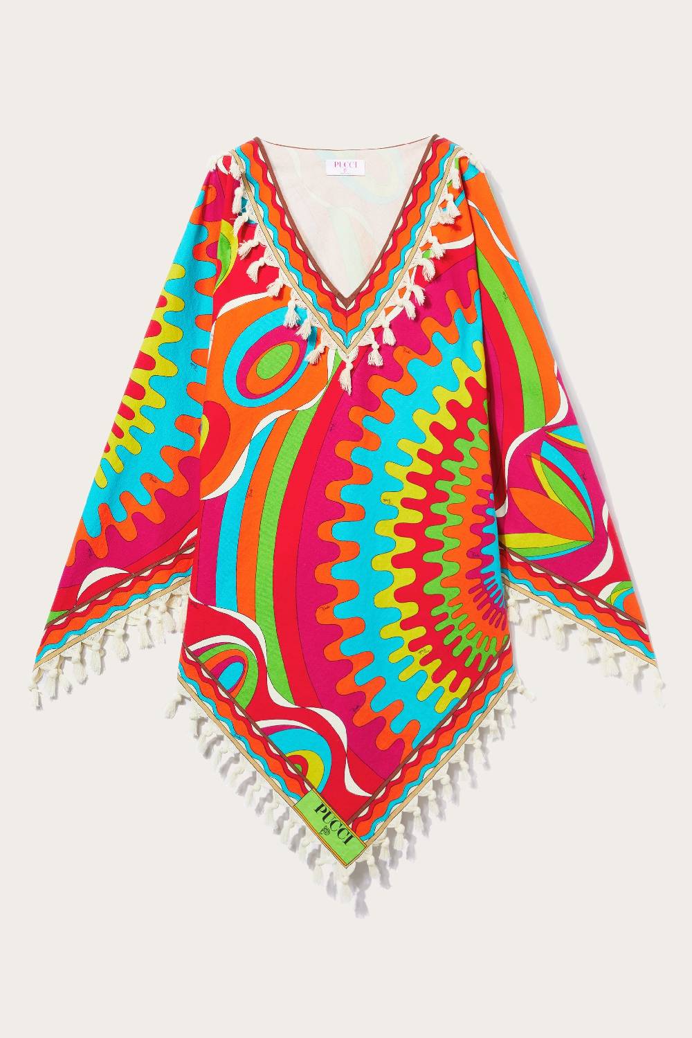 Pucci Abito kaftano con stampa Bersaglio e nappine Saldi Di Fabbrica