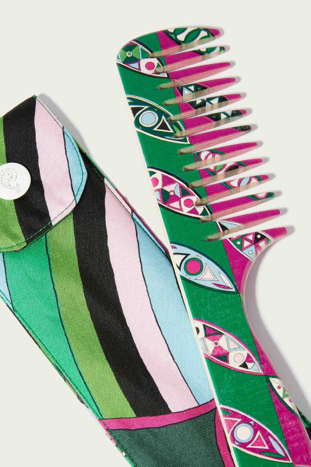 Pucci Set custodia e pettine in legno con stampa Girandole Saldi