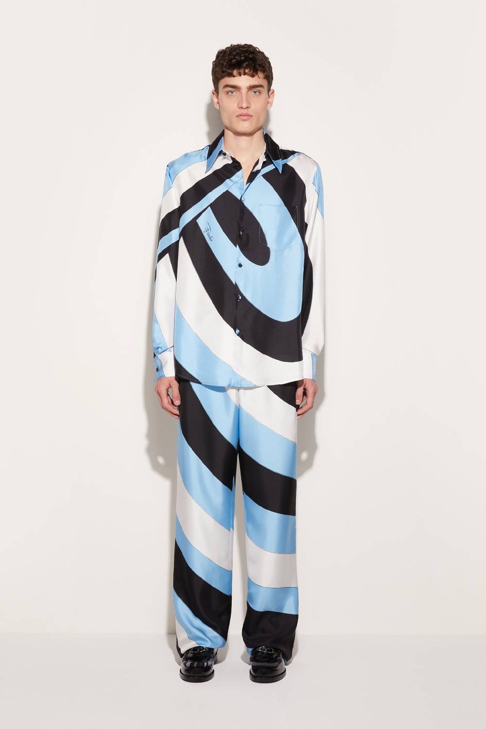 Pucci Camicia in seta con stampa Iride Vendita Economica