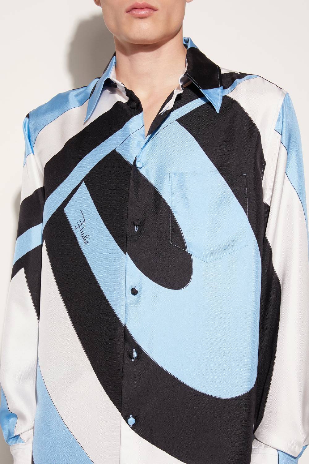 Pucci Camicia in seta con stampa Iride Vendita Economica