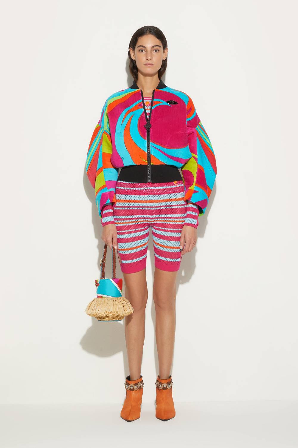 Pucci Bomber in spugna con stampa Cigni In Vendita