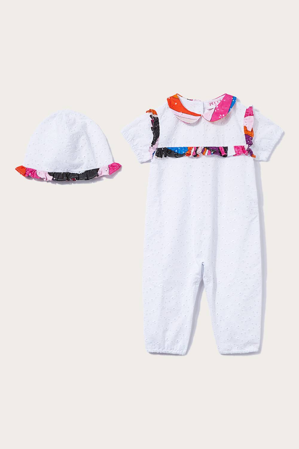 Pucci Completo neonato in sangallo con inserti Iride 2025