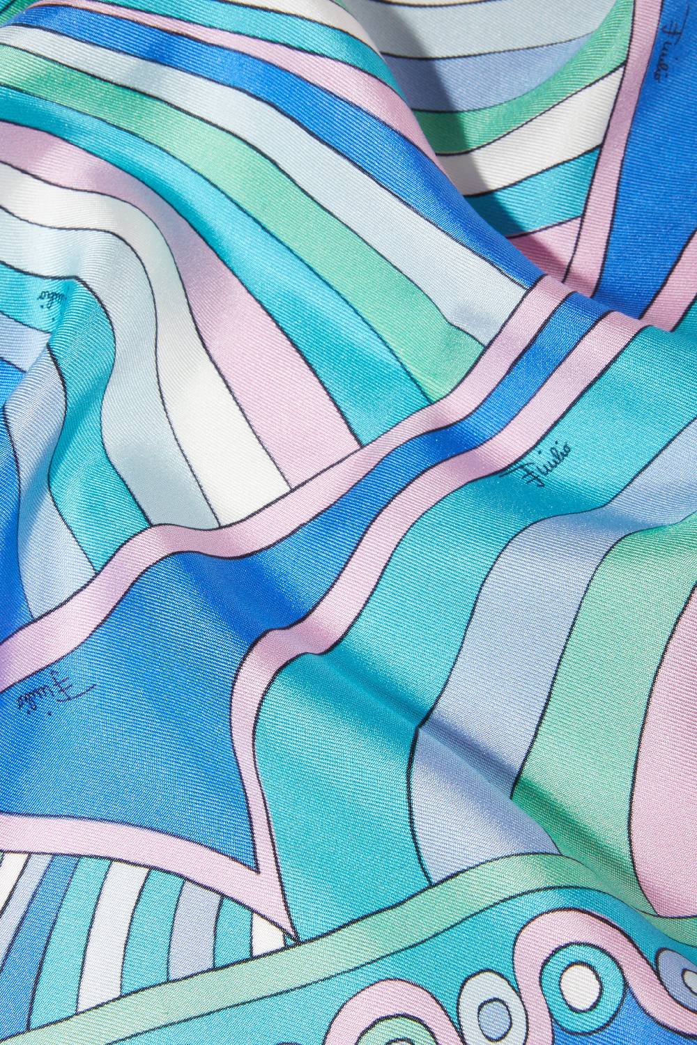 Pucci Foulard in seta con stampe Iride e Onde Saldi Di Fabbrica