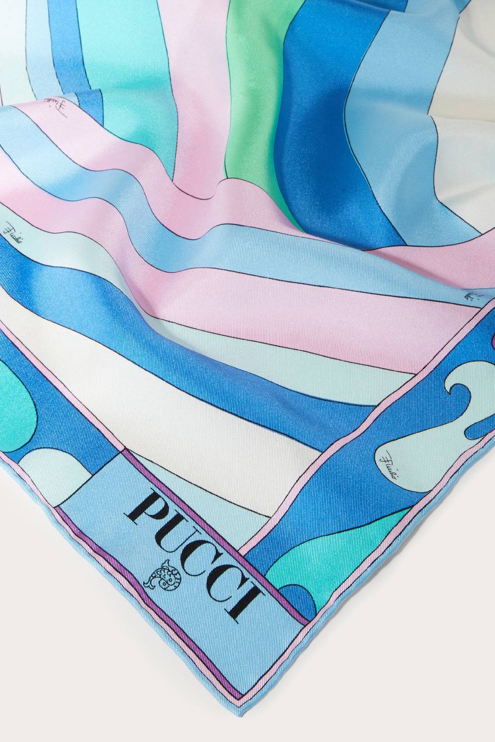 Pucci Carré grande in seta con stampe Iride e Marmo Moda
