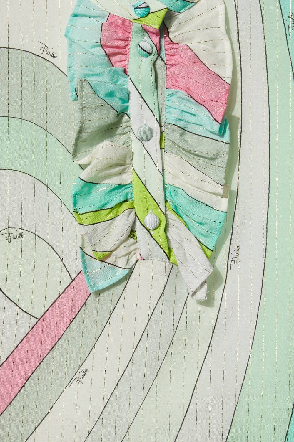 Pucci Iride-Print Ruffled Top Offerta