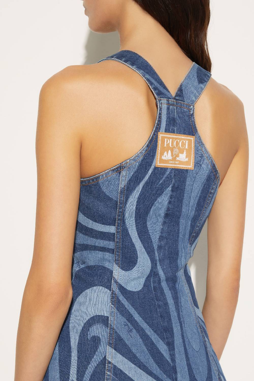 Pucci Abito in denim con stampa Marmo Presa