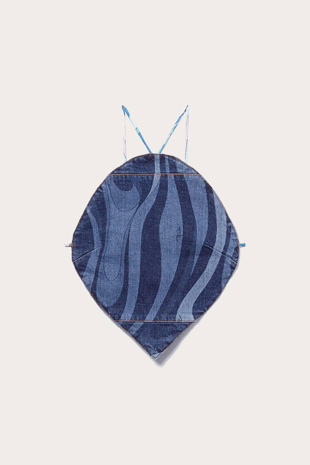 Pucci Top a goccia in denim con stampa Marmo