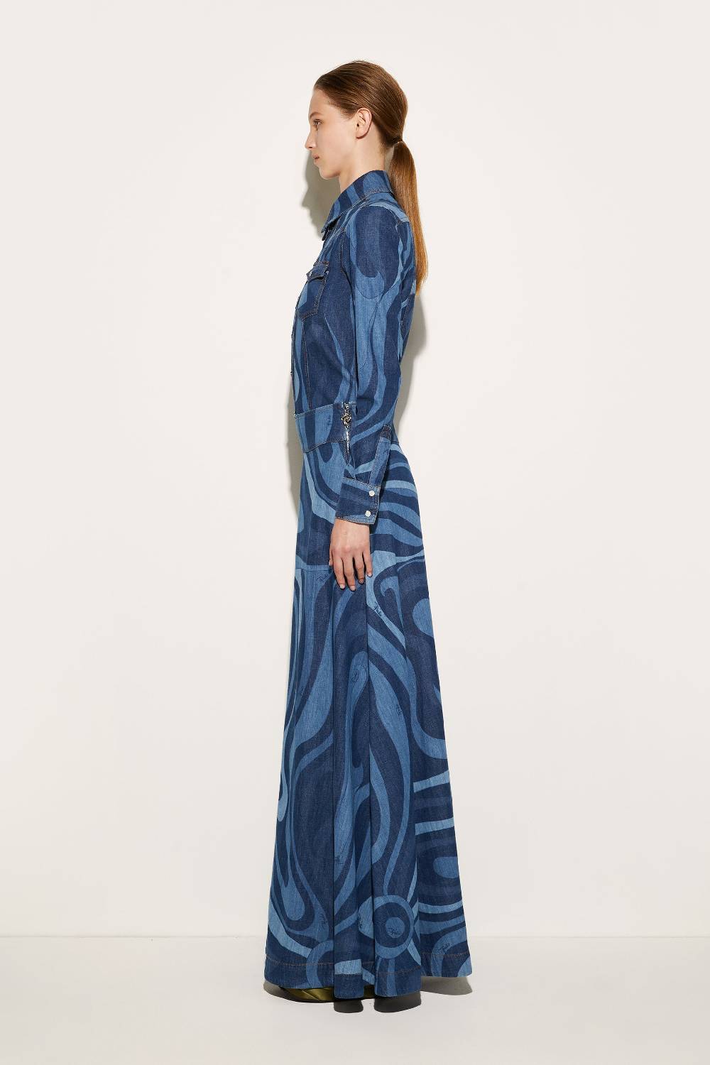 Pucci Gonna lunga in denim con stampa Marmo In Vendita